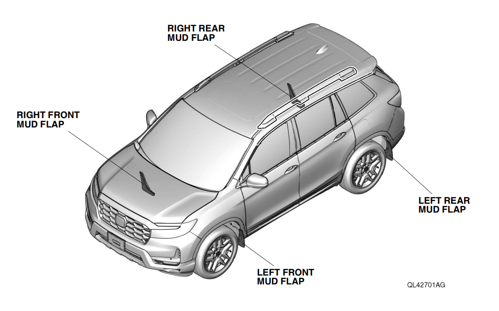 20192025 Honda Passport HPD Mud Flap Set 08P00TGS100
